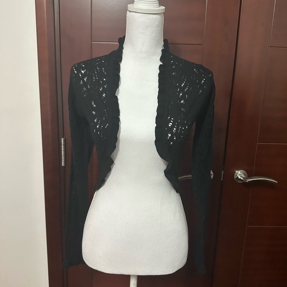 Elie Tahari 💯 extra fine merino wool crochet bolero new